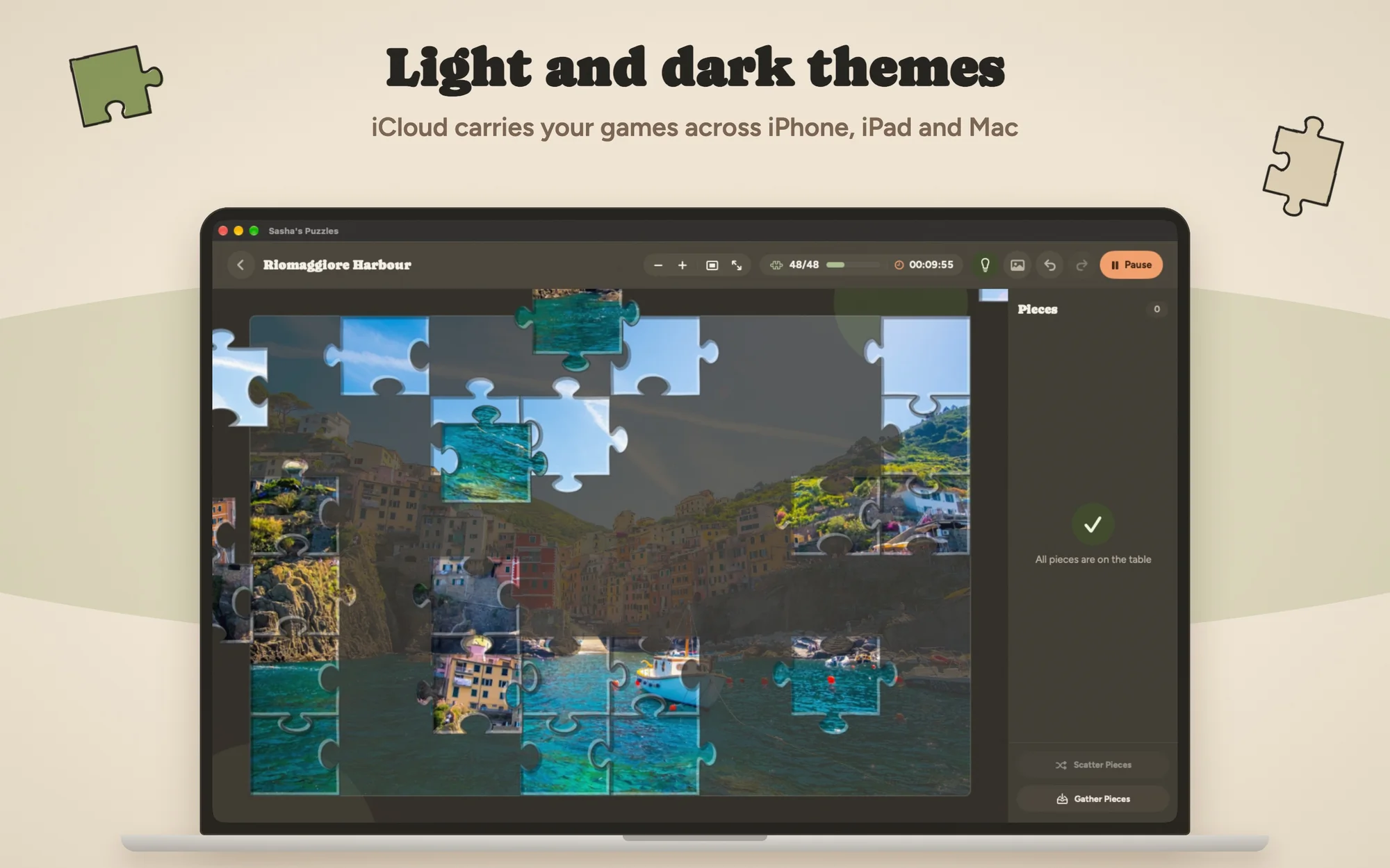 Light and dark themes: the dark table on Mac